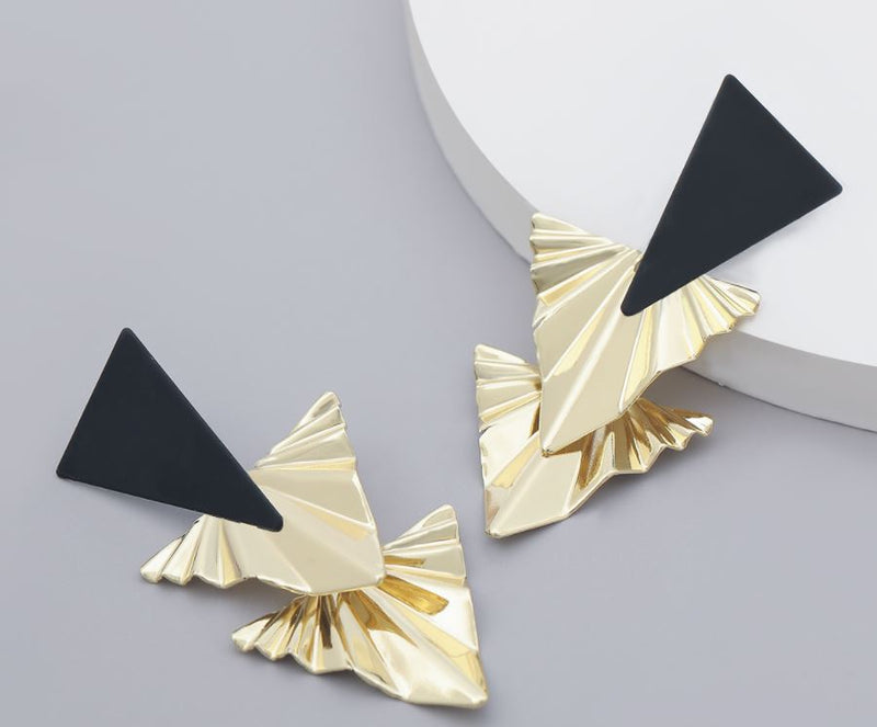 Gold Black Arrow Earrings