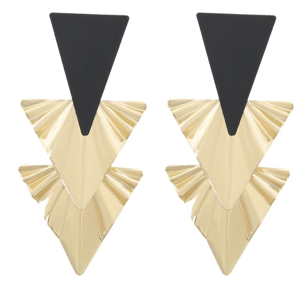 Gold Black Arrow Earrings