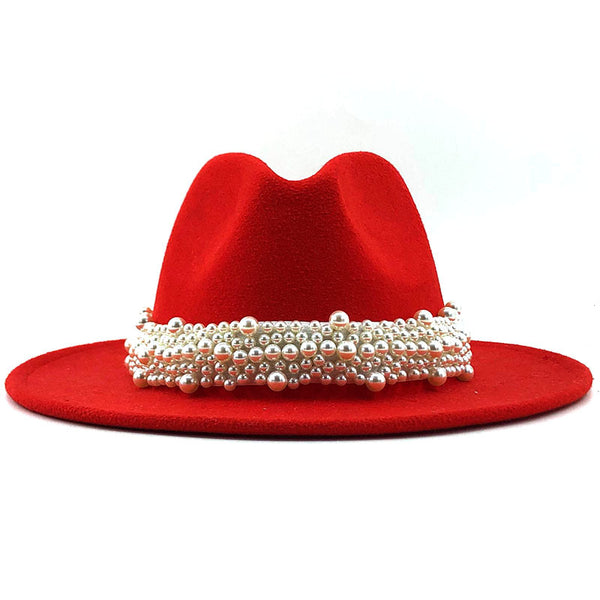 Clutch Your Pearls Fedora Hat (RED ONLY)