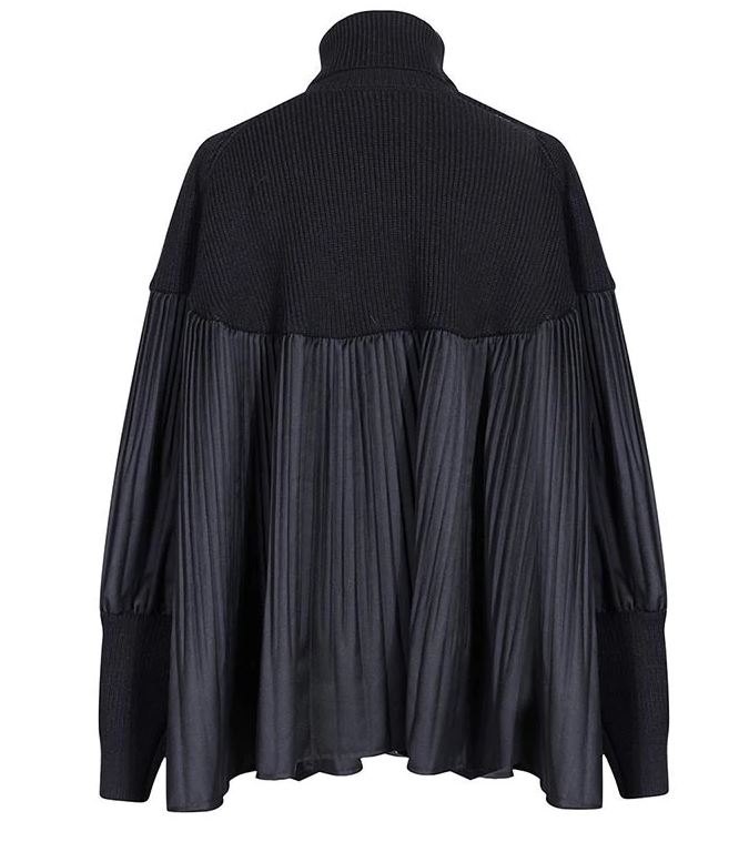 Pleated Turtleneck Sweater