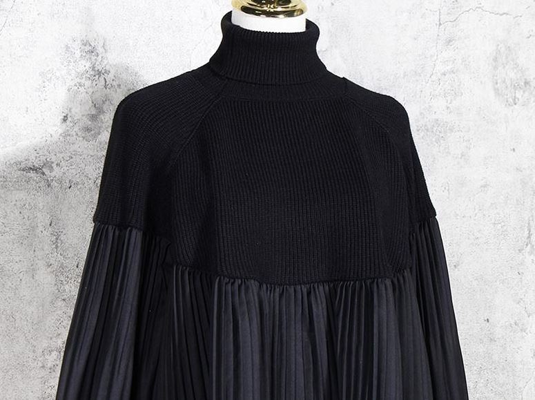 Pleated Turtleneck Sweater