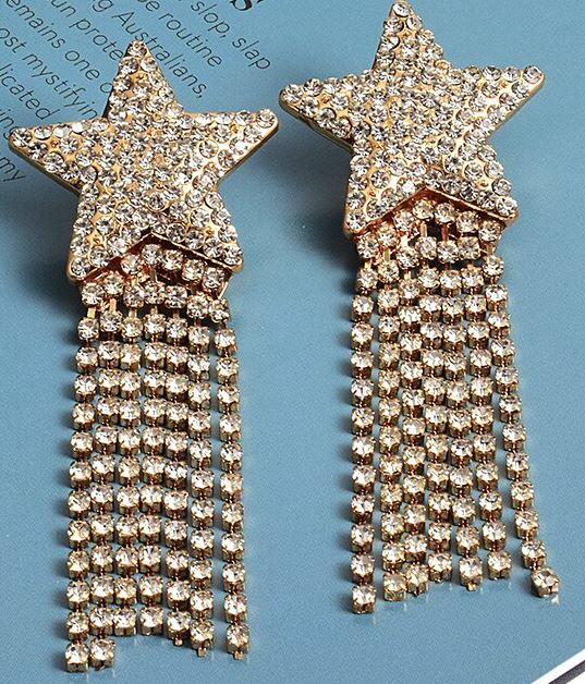 Star Dangle Earrings-Clear