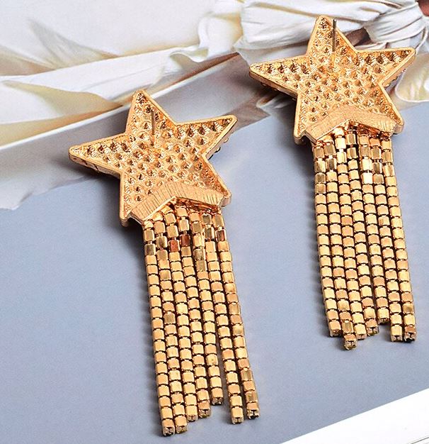 Star Dangle Earrings-Clear