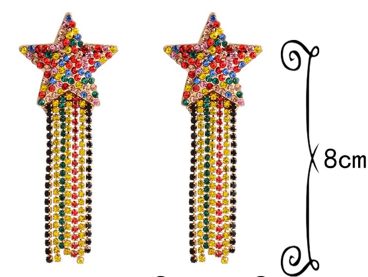 Star Dangle Earrings-Multi