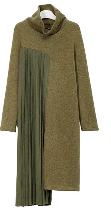 Hi Low Pleated Sweater Dress (2 Colors)