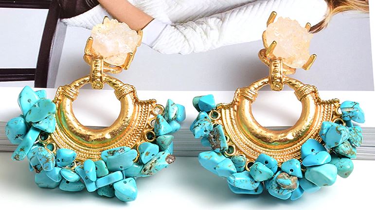 Turquoise & Gold Earrings