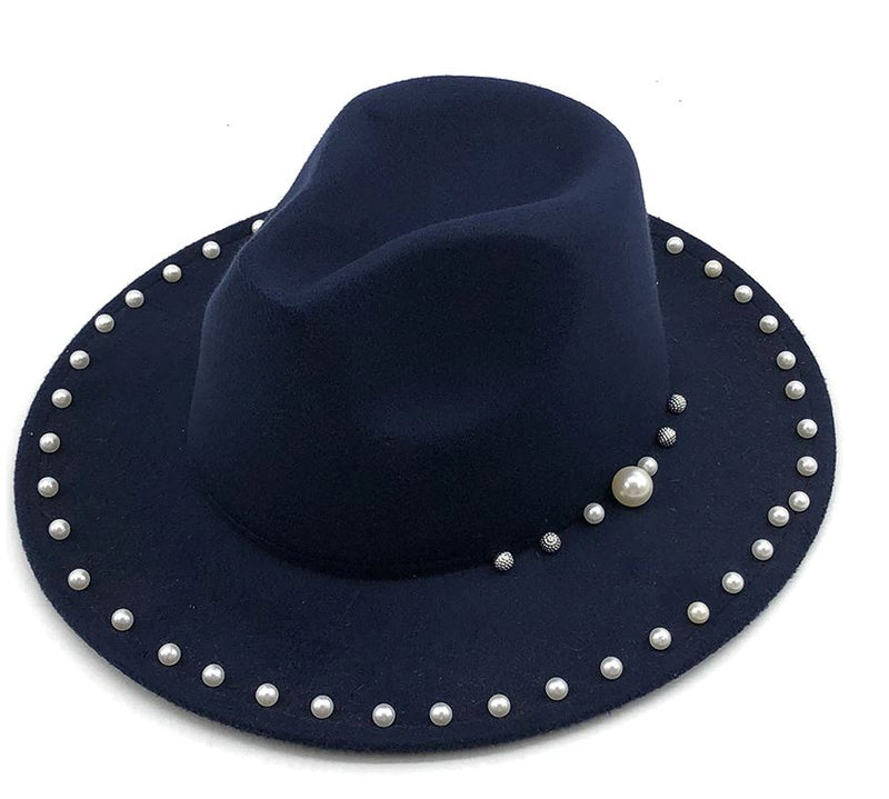 Scattered Pearls Fedora Hat (Royal Blue ONLY)