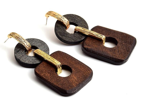 Two Tone Wooden Earrings