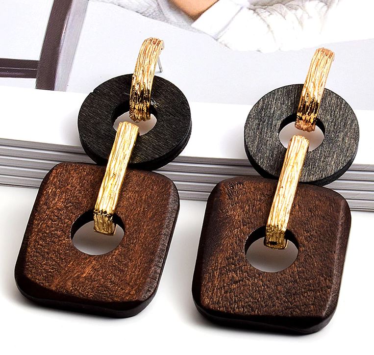 Two Tone Wooden Earrings