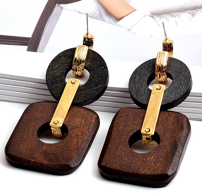 Two Tone Wooden Earrings