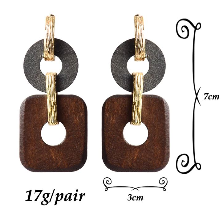 Two Tone Wooden Earrings